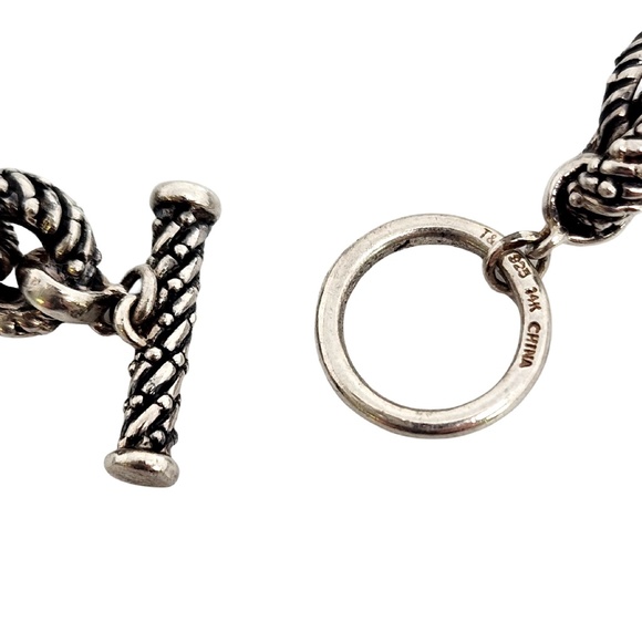 Town & Country T&C Sterling Silver Gold Cultured Pearl Toggle Bracelet #12890 - Picture 4 of 8